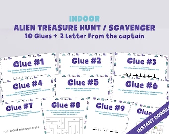 Indoor Alien Treasure Hunt | Birthday Activity or Kids | Clues games | Scavenger Hunt Quest | Indoor activity for teens |