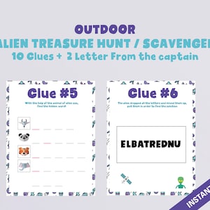 Outdoor Alien Treasure Hunt | Birthday Activity or Kids | Clues Games ...