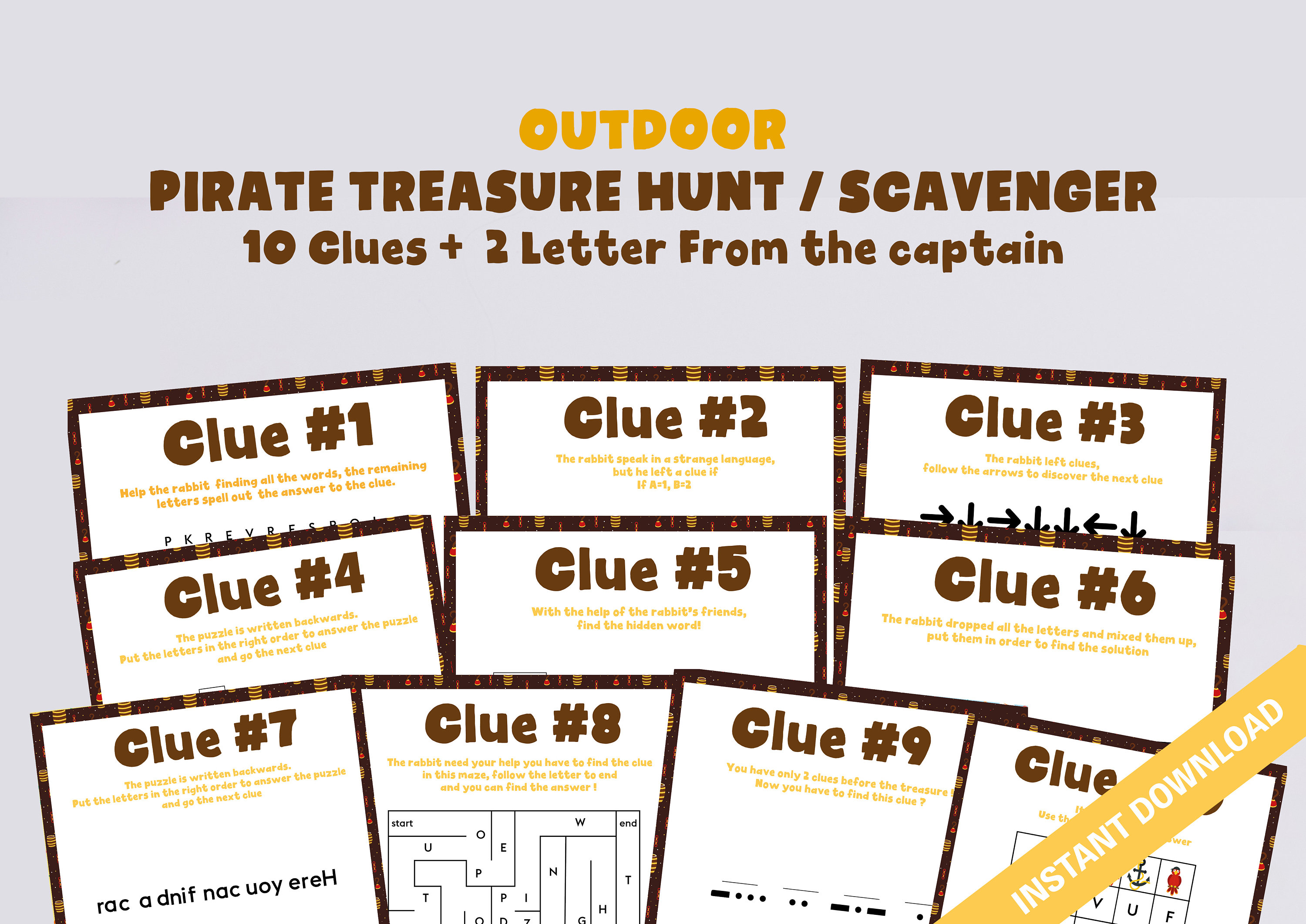 Birthday Pirate Outdoor Treasure Hunt Birthday Scavender Hunt Party Treasure  Clue Activity for Kids Outside Activity for Teens 