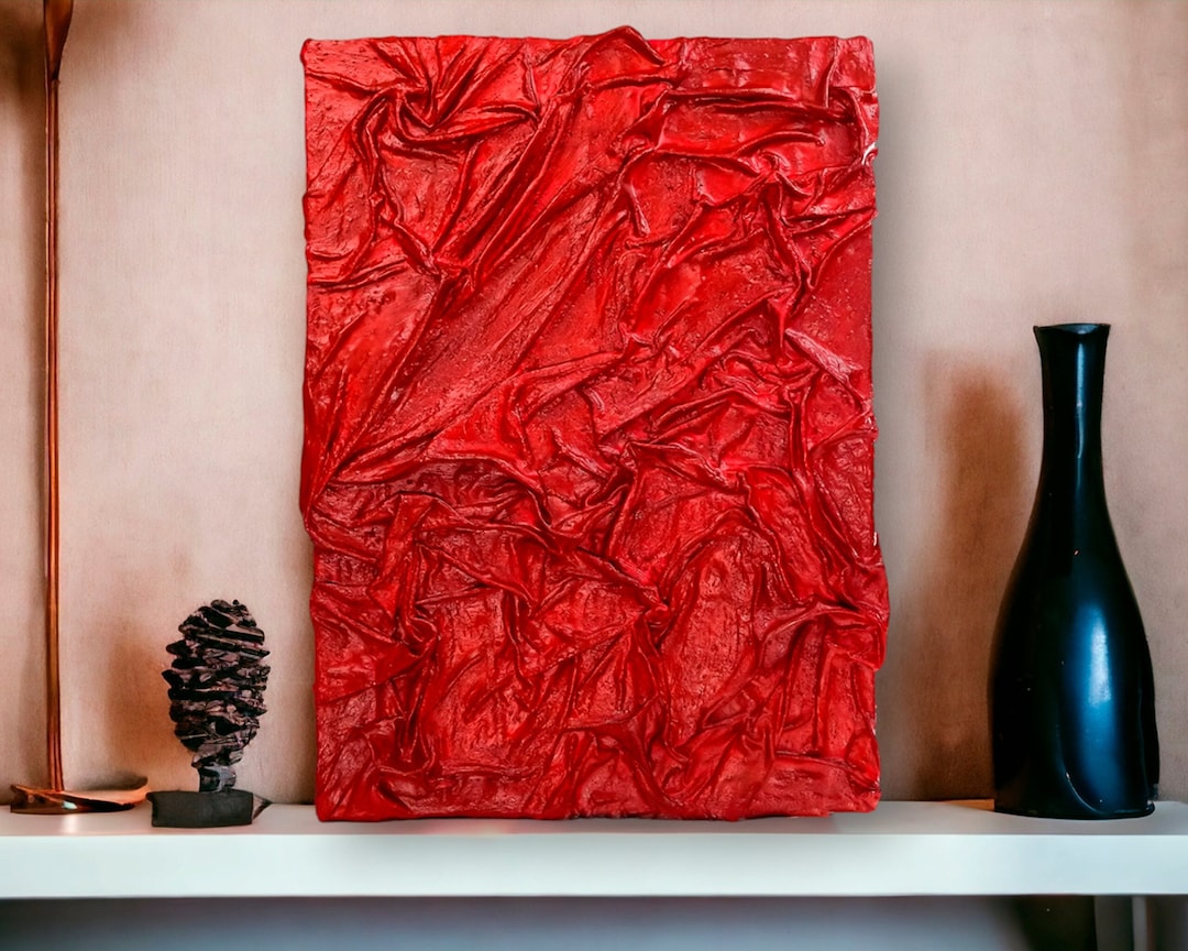 Photo inspiration: Visual Reference: Red Textured Wall Art Fabric Canvas 3D Wall Decor Hand