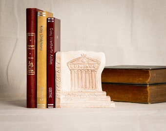 Helenistic Unique Bookend, Ancient Temple Statue Bookend with Roman Columns, Architectural Bookend, Perfect Home Decor and Gift