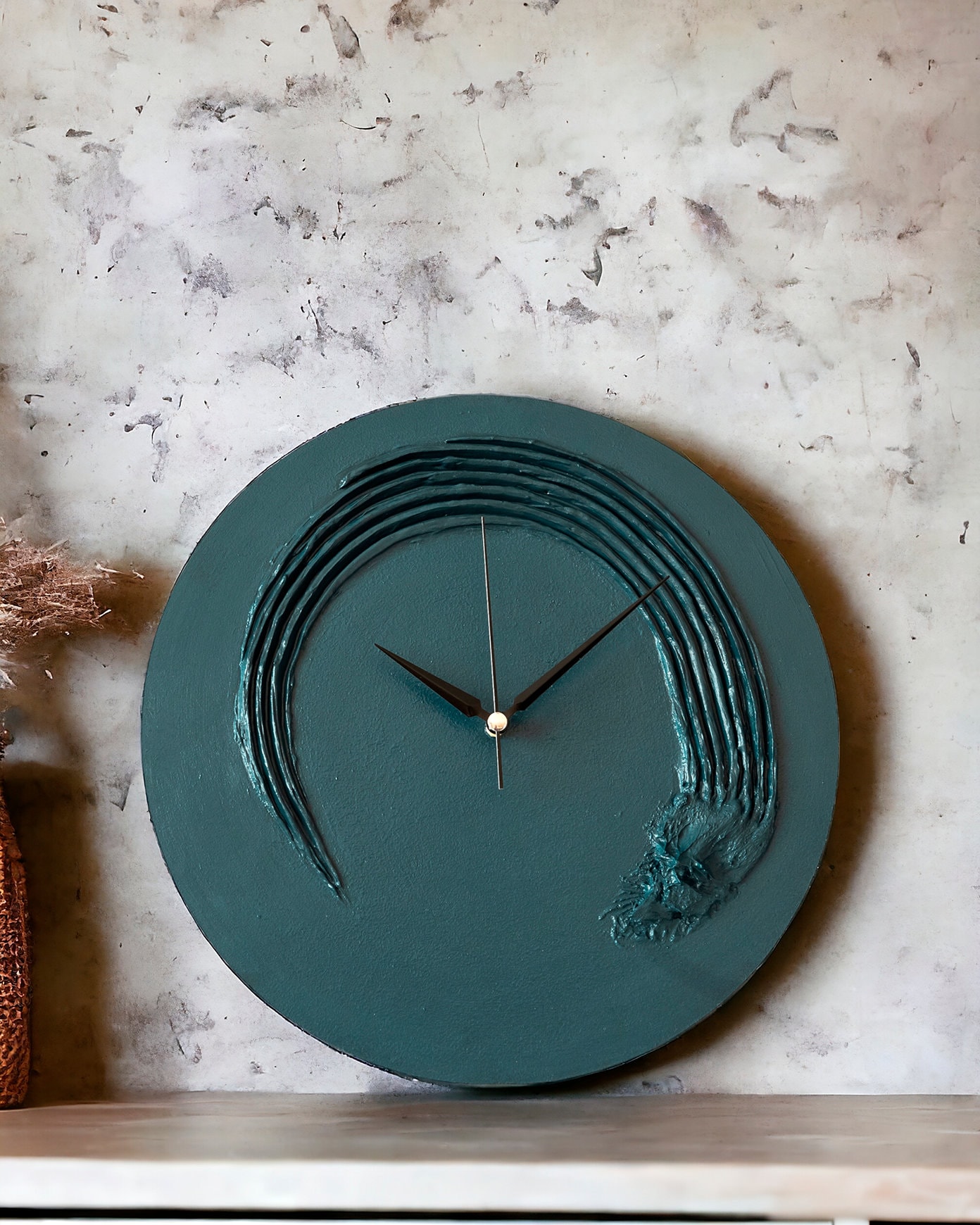 Minimal Concrete Painting Wall Clock - Textured Wall Clock - 3D Wall ...