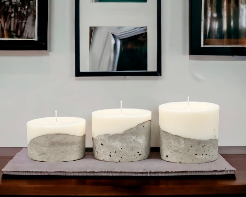 Artisan&Luxury Candle Gift, Concrete Soy Candle Set with Scent Options Luxury Candle Cement Candle image 3