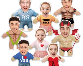 Personalisiertes 3D Person Menschenform Kissen FOTOGESCHENK Foto-Kissen mit Deinem Foto Bedrucken Zum Geburtstag (mit Füllung) Motiv Lustig
