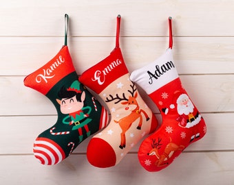 Strumpf für Weihnachten Personalisiert mit Namen für Kinder 2 in 1 Weihnachtsdeko Weihnachtsstrumpf Socke mit Füllung 30 x 30 x 20 cm