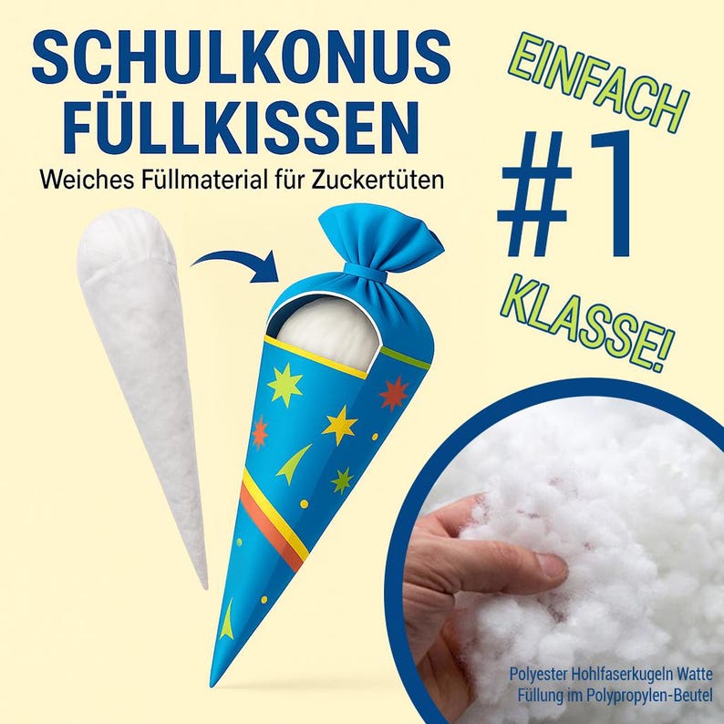 Schultüte Kissen, Kissenfüllung, (70 / 50 /35 cm) Füllkissen in Kegelform | Die Einlage für die Zuckertüte image 7