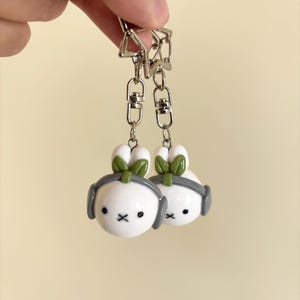 Plant Miffy Keyring - Handmade Polymer Clay Charm