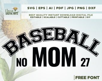 Baseball Mom SVG Template, Customizable Cut Files (Digital Download)