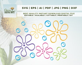 Bikini Flowers Bundle, svg png eps dxf, Digital Download, Sponge Pastel Flower svg, Cricut, Decals, cup, stickers, decorations