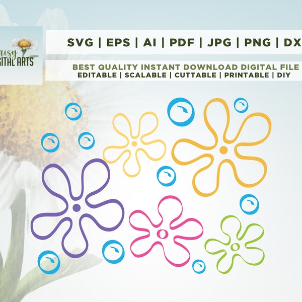 Bikini Flowers Bundle, svg png eps dxf, Digital Download, Sponge Pastel Flower svg, Cricut, Decals, cup, stickers, decorations