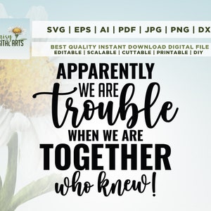 Aparentemente tenemos problemas juntos SVG PNG PDF, Svg sarcástico, Svg de sarcasmo, Svg de primos, Svg de mejores amigos, Cricut de silueta, Fin de semana de chicas