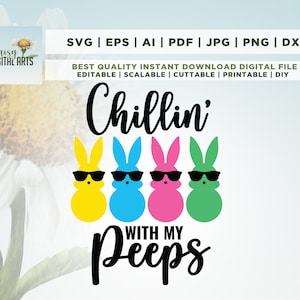 Ostern svg, Chillin With My Peeps svg, Mädchen Ostern svg, Jungen Ostern svg, Hase svg, guckt svg, lustige Ostern svg, Kinder Ostern svg