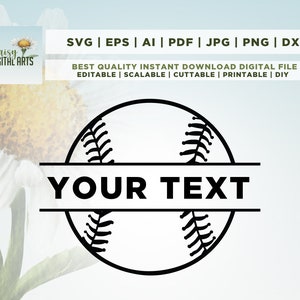 Split Softball or Baseball Name Frame with Space to Add Player or Team Name, Digital Download SVG & PNG, Cut File, Cricut, Png, sublimation