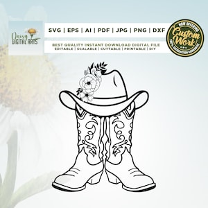 BOOTS and COWBOY HAT svg, Cowboy hat png, Farm boots png, Girl cowboy boots svg, Cricut, Western svg, Rodeo hat png, sublimation, Ranch png