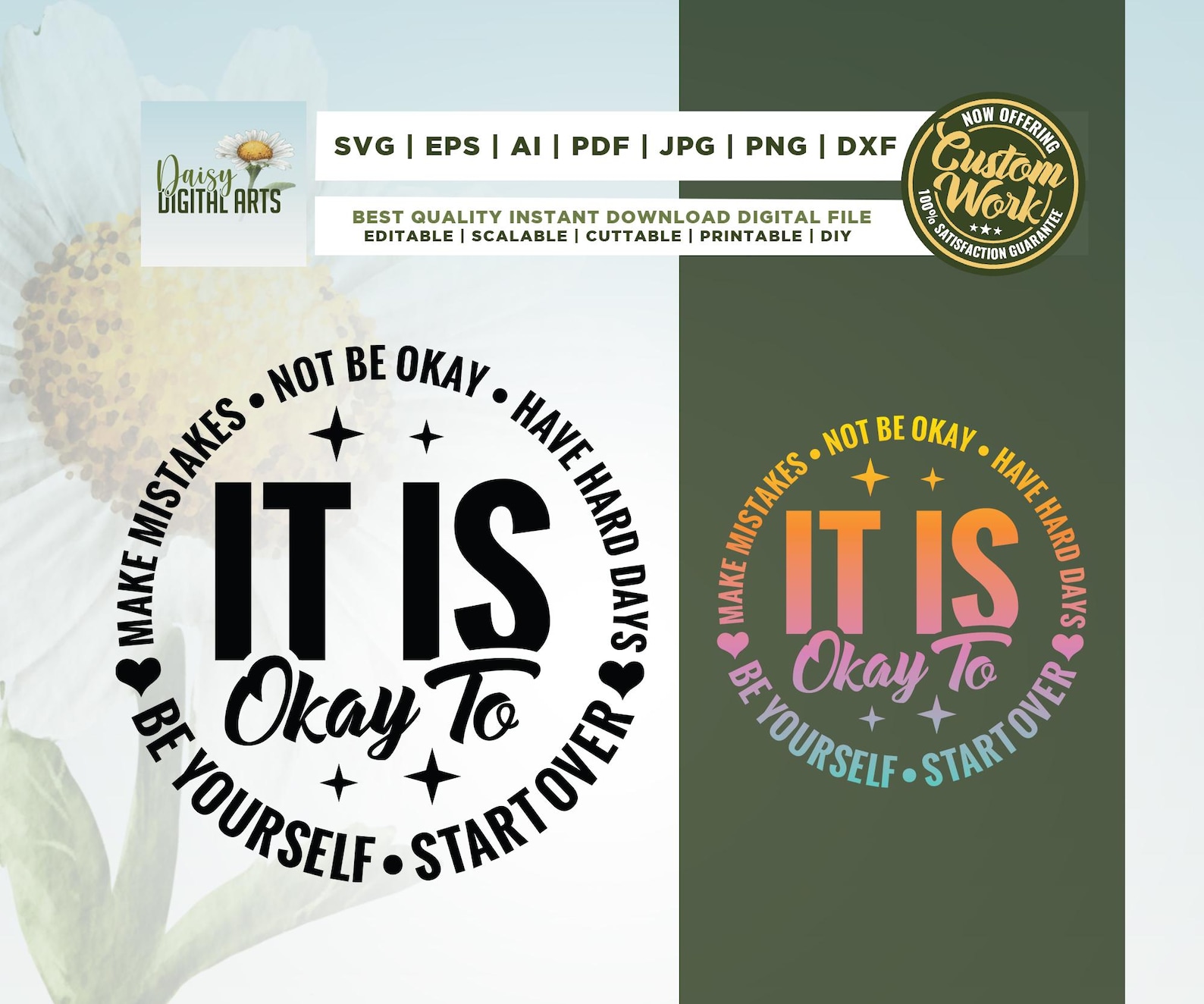 It’s Okay to Not Be Okay Svg, It’s Okay to Make Mistakes Png, Mental ...