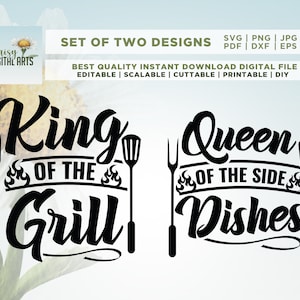 Reine Svg, King Svg, Couples correspondant Svg, King Of The Grill Svg, tablier drôle Svg, fête des pères Svg, tablier énonciations, Cricut, Svg, sublimation