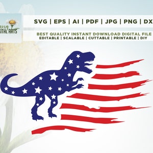 Amerikaanse vlag SVG, Dinosaur SVG, Png, Svg-bestanden voor Cricut, Cricut, Png, Svg, sublimatie, Kids 4 juli SVG, Patriottische Svg voor jongens
