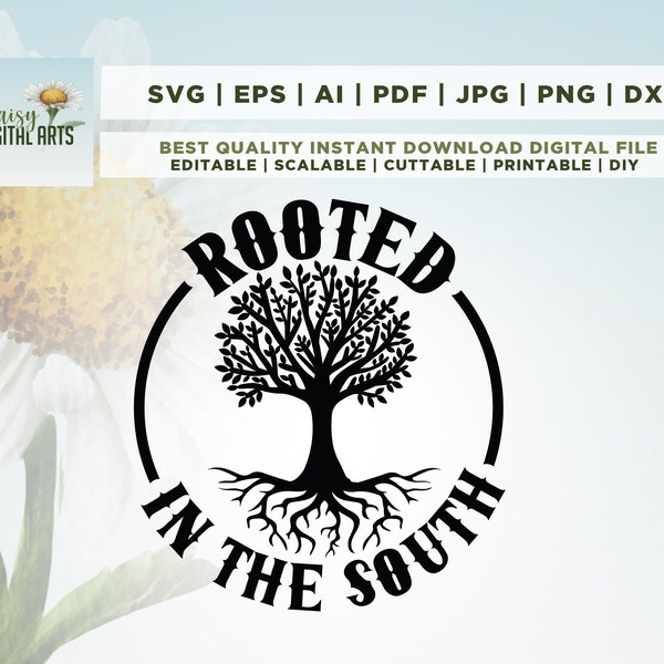 Southern SVG, Southern Roots, rooted in the South, Tree with Roots svg, Clipart, Cricut, Png, Svg, sublimation Tree svg, Cut File