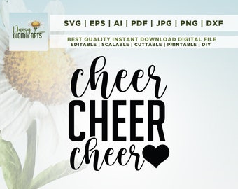 Cheer SVG File, Cheer Cut File for Cricut, Cheerleader svg, Cheer Word SVG, Cheerleading svg, Cheer Shirt SVG for Girls, Instant Download