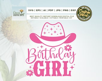 Kuh Geburtstagskind SVG, Geburtstagskind SVG, Retro Western Girl Shirt Design svg, Sublimation, Geburtstag Cow Girl Png, Geburtstagskind Party svg