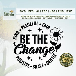 Be The Change Svg, Cricut, Png, Svg, sublimation, Anti bullying Inspirational PNG, Kindness PNG, Motivational Saying Svg, Kindness Png,