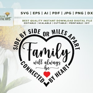 Side By Side oder Miles Apart Familie wird immer von Herzen verbunden sein svg, Familie passende Shirts svg, Familie Liebe svg, Cricut, Png, svg