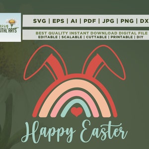 Joyeuses Pâques SVG, Funny Kids Easter Shirt SVG, Rainbow SVG, Bunny Ears Svg, Png, Svg Files For Cricut, Sublimation, Png, Svg, cricut
