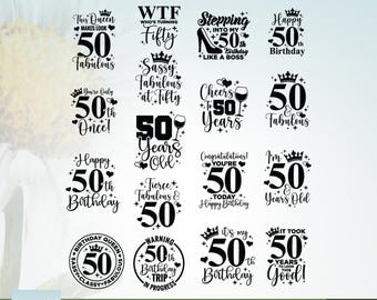 50. Geburtstags-Svg-Bundle, Geburtstags-Png-Bundle, alles Gute zum Geburtstag svg, Cricut, 50 und fabelhaftes svg, es ist mein Geburtstagssvg, Sublimation, Silhouette.