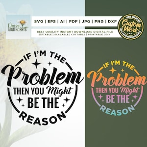 If I&#39;m The Problem Then You Might Be the Reason Png, Retro Funny PNG, Funny Shirt svg, Cricut, Funny Quote svg, Sarcastic Png, sublimation