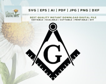 Mason Logo svg, Ruler svg, Freemason Symbol SVG Cricut, Silhouette, Cricut svg, Silhouette svg, Masonic Square and Compass Svg, Cricut