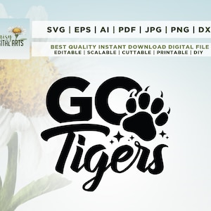 Ga tijgers SVG, Paw SVG, tijgers voetbal SVG, voetbal, silhouet, sport SVG, tijgers SVG, tijger SVG, cut-bestand, Cricut, PNG, SVG, tijgers SVG