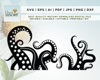 Tentacles SVG, Sea Monster SVG, Cut File Design for Cricut, Silhouette, Instant Download, Octopus SVG, Cthulhu, Tentacle Svg, Cricut, Svg