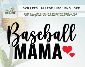 Baseball Mama SVG, fichier de coupe de balle de jeu (téléchargement numérique)