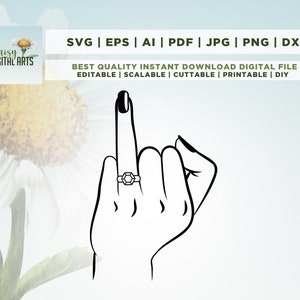 Wifey Diamant Ring, Hochzeit Finger svg, verlobte Finger svg, Vektor geschnitten Datei für Cricut, Silhouette, Pdf Png Eps Dxf, Aufkleber, Aufkleber, Vinyl