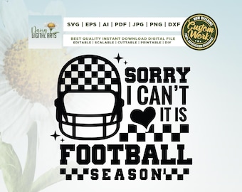 Sorry I Can't It Is Football Season SVG, Trendy Football svg, Cricut, Football Mom Png, Retro Checker png, Football design svg, sublimation