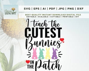 Easter Teacher Shirt SVG, Cute Bunnies Design (Digital Download)