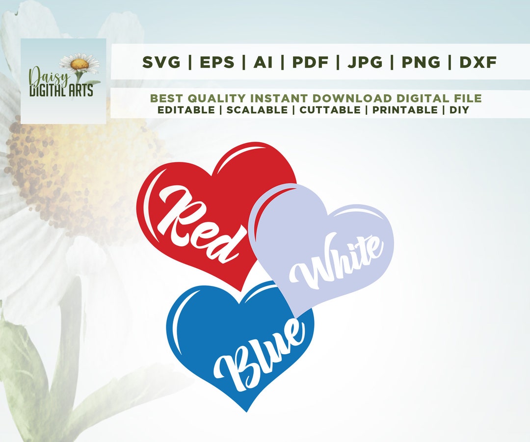 Heart 4th of July Svg, Red White Blue Svg, Heart Svg, Patriotic Svg ...