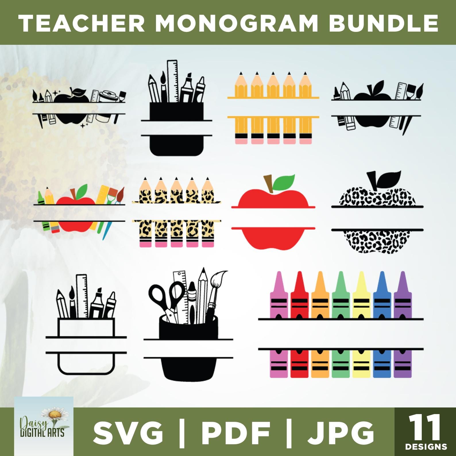 Teacher Monogram Svg Bundle, Teacher Shirt Svg, Teacher Svg, Cricut ...