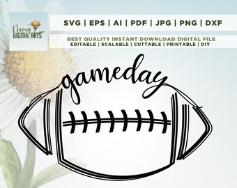Football svg, Stitches, Game day, Football, drawing, SVG cut file for shirt, Silhouette Cameo, Cricut, Commercial Use Digital Design, SVG