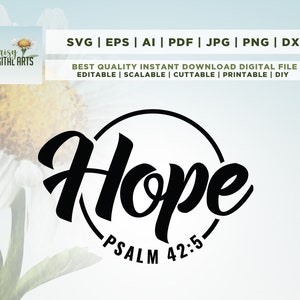 Hope Svg Png, Psalm 42:5 Svg, Jesus Svg, Scripture Svg, Faith Svg Religious Svg, Cricut, Png, Svg, sublimation, Inspirational Svg, Bible