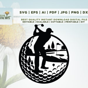 Silhouette de golfeur, golf Svg, golf Bundle Svg, club de golf Png, Golf Svg, balle de Golf Svg, Golf monogramme Svg, joueur de Golf Svg, cricut