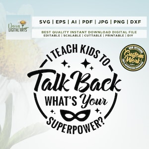 Enseño a los niños a responder ¿Cuál es tu superpoder? SVG, Cricut, Png, Svg, sublimación, SVG para maestros. Logopeda, silueta, archivo para cortar