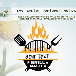 GrillMaster SVG, Grill Svg, Papá Delantal Svg, Delantal Regalo Svg, Steak Grill Svg, Bbq Party Svg, Delantal Svg, Grill Delantal Svg, Uso Comercial Svg