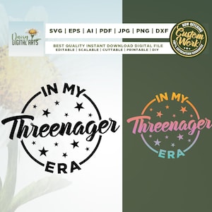 In My Threenager Era Svg, 3-jarig meisje png, 3 jaar oude Svg, Cricut, 3e verjaardag Shirt Svg, 3e verjaardag shirt ontwerpen svg, jongen shirt svg