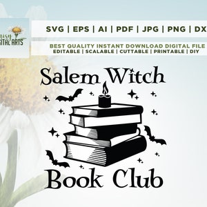 Salem Witch Book Club Svg, Halloween, book reader svg, spell book svg, Cut File, Cricut, Png, sublimation, spooky season svg, witchcraft
