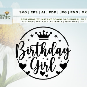 Verjaardag meisje SVG, schattige prinses verjaardag meisje opstrijkbare PNG, cadeau voor nichtje kleindochter SVG, sassy verjaardag meisje partij Cricut, cut-bestanden