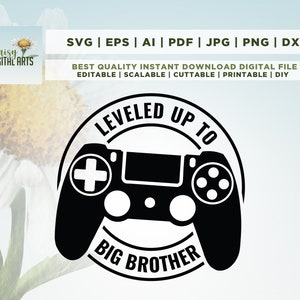 Nivelado a Hermano Svg Png, Nuevo Gran Hermano Svg, Nuevo Bebé Svg, Nuevo Gran Hermano Svg, Bebé Hermano Svg, Archivo Cricut & Silhouette, Digital