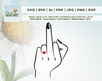 RUDE FINGER SVG File, svg files, svg,  digital downloads, finger svg,  middle finger silhouette, Cricut, Png, Svg, Middle Finger Woman Svg