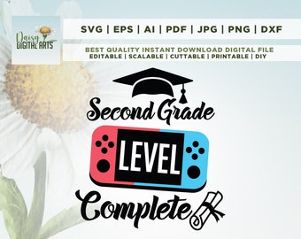 Zweite Klasse Level komplettes svg, 2.klässler svg, Abschluss Videospiel svg Png, Cricut, Png, svg, Ende der Schule svg, letzter Tag der Schule svg