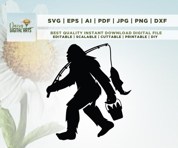 bigfoot with fishing pole transfer Bigfoot Svg, Fishing SVG PNG, Shirt Design, Cricut Cameo, Silhouette, Vinyl  Decal, Iron On, Heat Transfer Vinyl, Infusible Ink, Sublimation